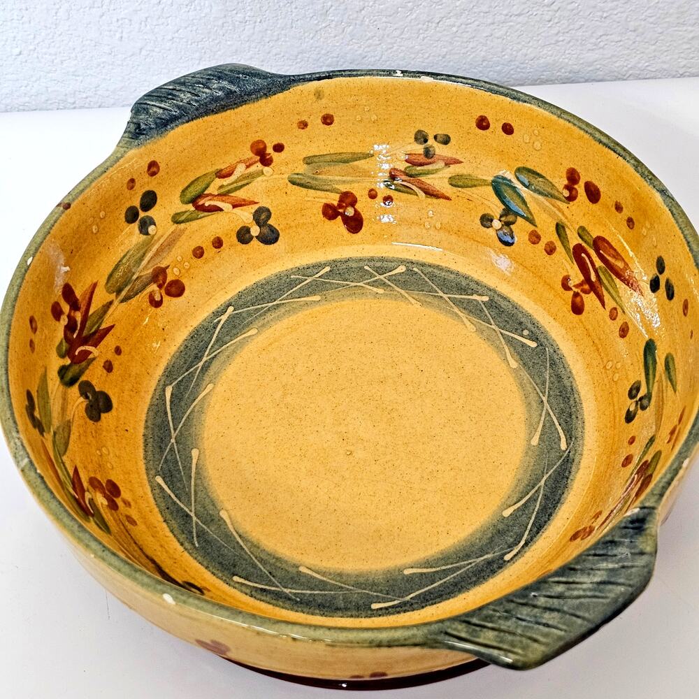 Vintage Terre e Provence French Pottery Tian Serving Bowl Hand Painted Large